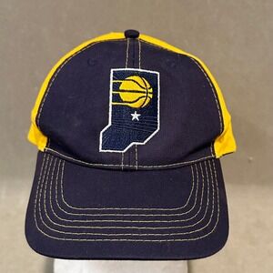 Indiana‎ Pacers NBA Hat Main Gate Navy Yellow Lucas Oil Adjustable Strapback Cap